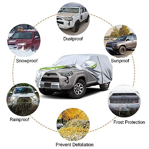 Image of Waterproof Car Covers Replace for 2002-2024 Toyota 4Runner, 6 Layers Sliver All Weather Custom-fit Car Cover with Zipper Door for Snow Rain Dust Hail Protection (4Runner)