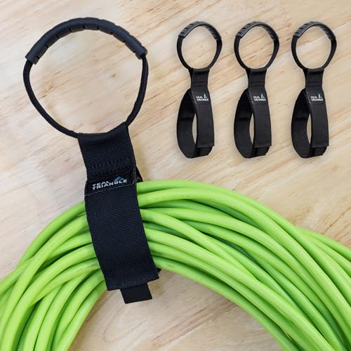 Teal Triangle 3-Pack Cable Straps with Carry Handle, Heavy Duty 15 Inch Gear Ties, Cord Wrap Holds 50 lbs for Garage Storage and Organization, Hook and Loop Fasteners with Comfort Handle