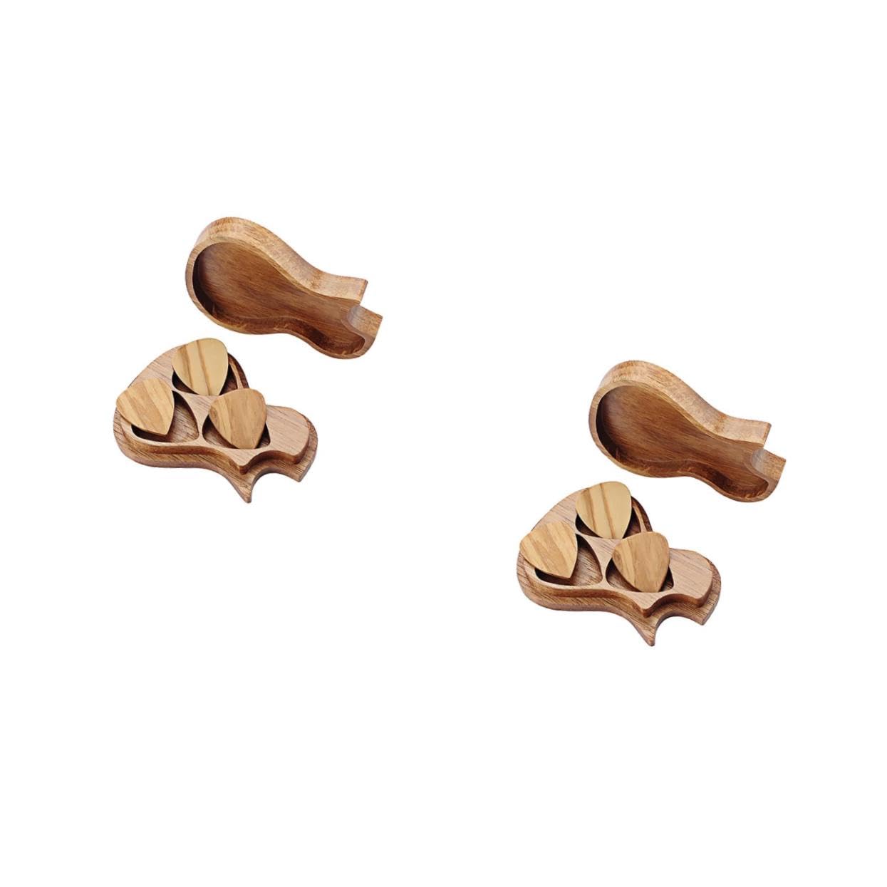 VICASKY 2 Ensembles Set de Médiators Bois avec Étui Forme de Guitare Accessoires de Guitare Pratiques et Élégants