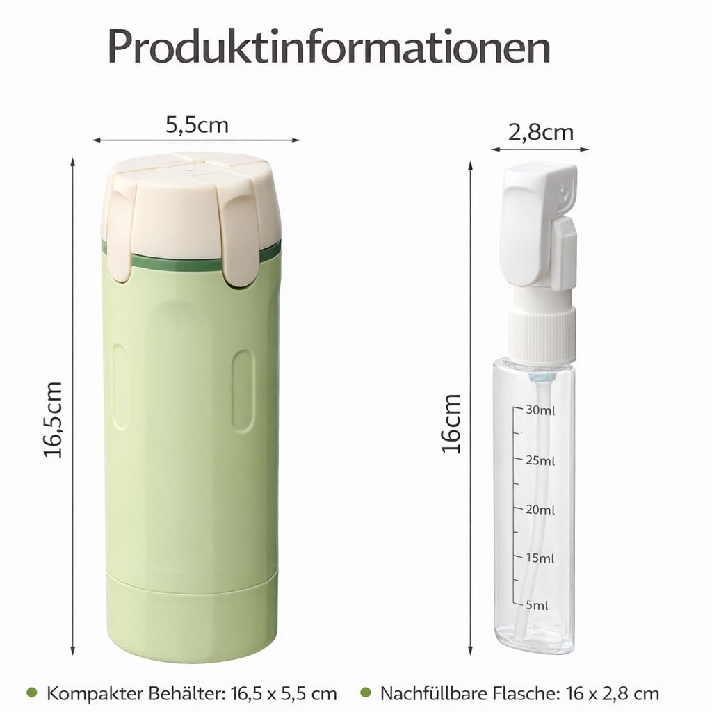 Cleanvo 4-In-1 Reise- & Gym-Spender, Cleanvo Duschsystem, Auslaufsicher Verschlossen, Tragbar, FüR Diverse Lotionen, Andere Pflegeprodukte Eignet (Weiß)