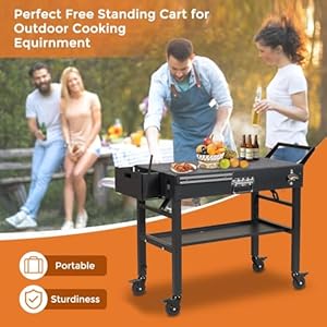 Portable outdoor grill cart folding grill table with wheelssolid and stable31x 17 large space grill stand for the blackstone griddle stand 17 22ninja woodfire grill etc  urban country home decor