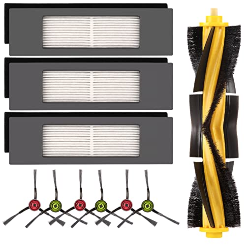 10 Ricambi Per ECOVACS DEEBOT OZMO N10 N10 Plus 920 950 T8 AIVI Max T9 T5 N5 N7 N8+ N8 Pro Plus aspirapolvere robot, 1 spazzola principale a rullo, 3 filtri HEPA, 6 spazzole laterali