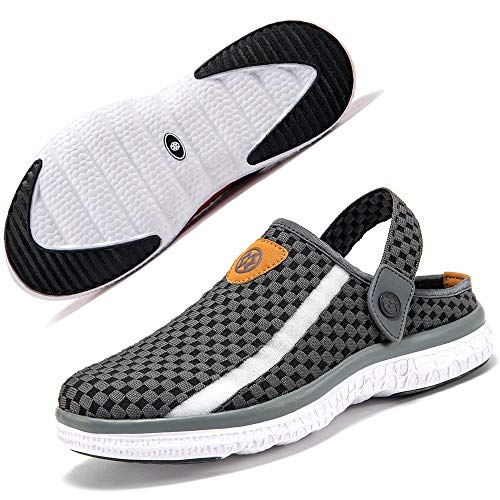 Zuecos Mujer Hombre de Verano Playa de Sandalias Ligero Pantuflas Zapatillas de Estar por Casa Antideslizante Gris Oscuro 39