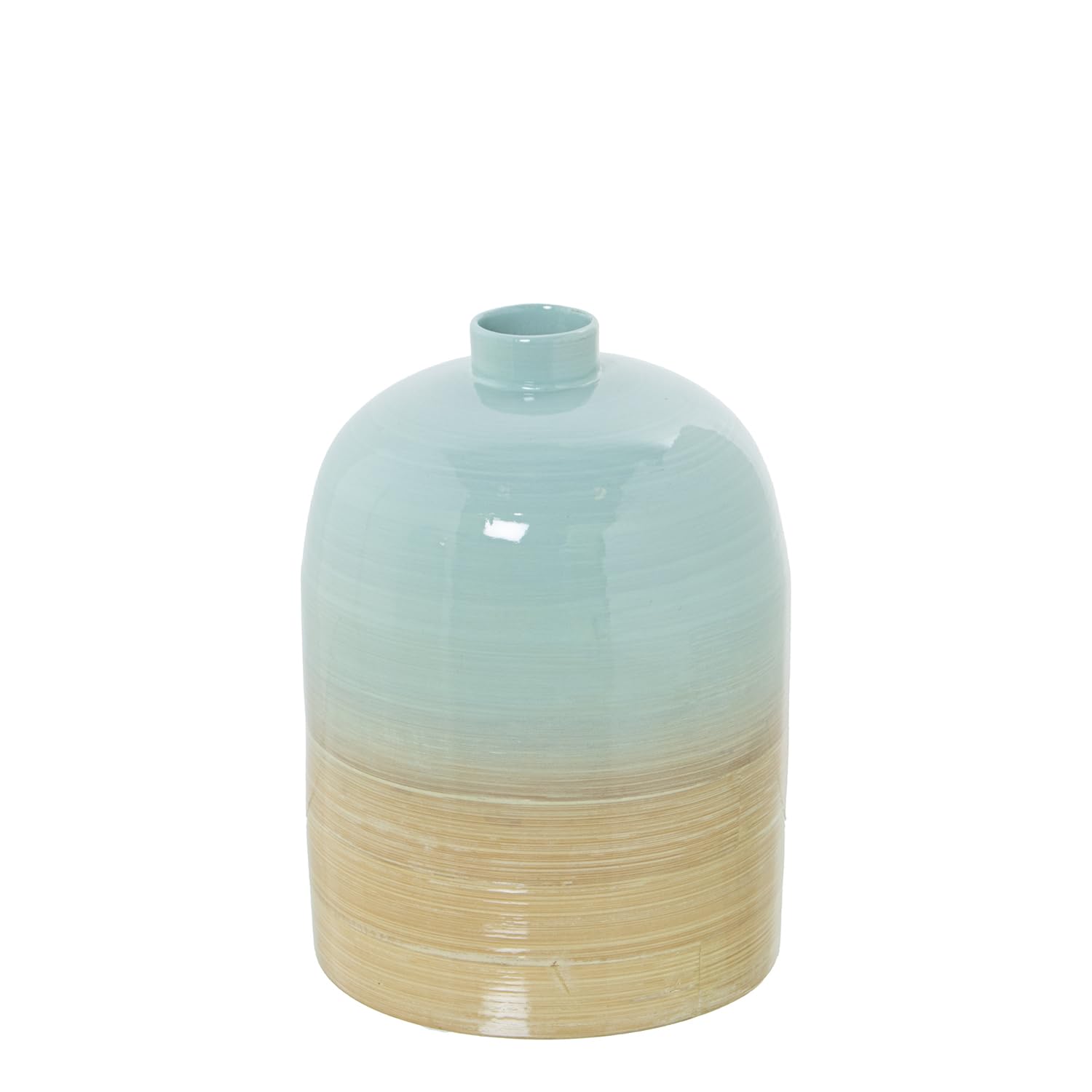 Jarron bambu 22cm vase en bois tresse artisanat d'art de table unique