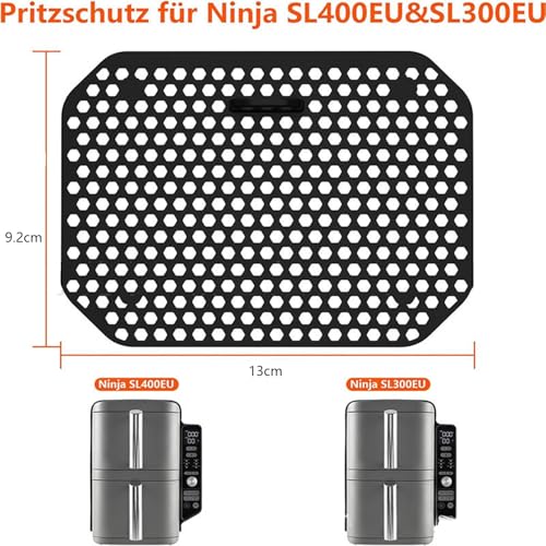 ZIOYANE 2er-Pack Silikon-Spritzschutz für Heißluftfritteuse, wiederverwendbare doppelte Korbauskleidung, Spritzschutz für die Modelle Ninja SL400EU und SL300EU