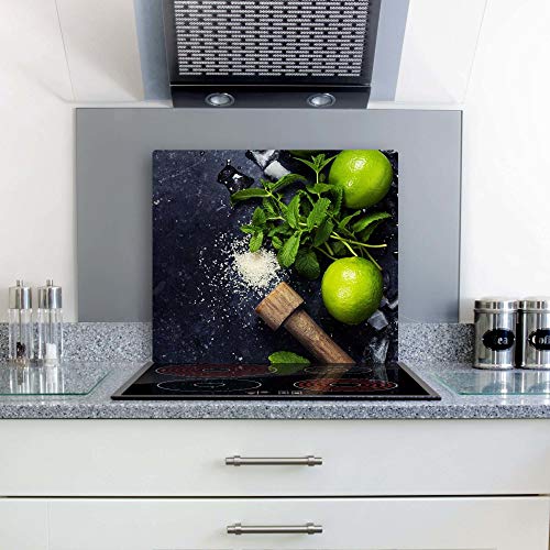 | Herdabdeckplatten Ceranfeldabdeckung Spritzschutz Glas 60x52 Zitrone Grün Minze