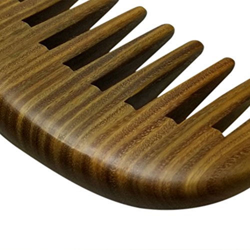 Foto von Kamm aus Sandelholz Massage Breitzahn antistatisch Holzkamm Breite 9cm grob natur Duftend Haarkamm unisex für Damen Herren Kinder Reise Bartkamm für langes dickes dünnes Afrokamm lockiges nasse Haare