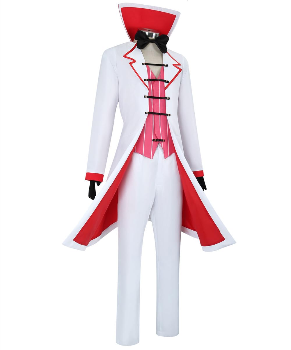 Disfraz de anime blanco para hombre, chaqueta larga, chaleco y pantalón, disfraz de Halloween
