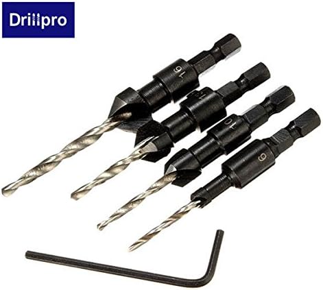 Calli Drillpro 4pcs Carpentry Countersink Drill Bit Set Woodworking Tools