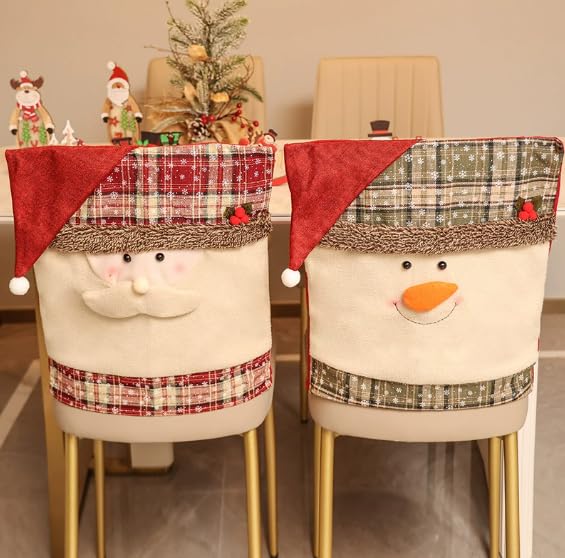 XingFuDM Weihnachtsstuhlbezüge 2er Set, 3D Weihnachtsmann Stuhlbezug,...