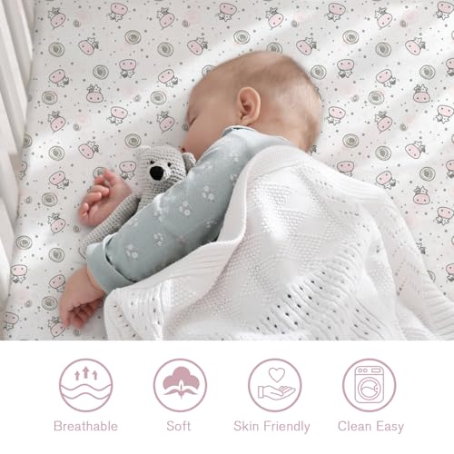 Image of Little Grape Land Crib Sheets 2 Pack for Boys and Girls, Baby Neutral Crib Fitted Sheets for Standard Crib & Toddler Mattress, Super Soft Breathable Fitted Crib Sheet Set