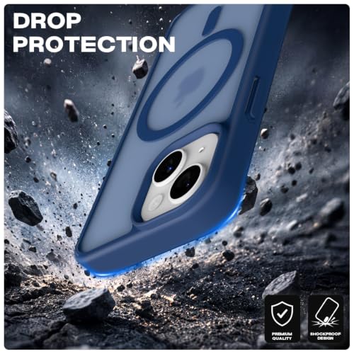 Image of Pikkme Back Cover for iPhone 13 / iPhone 14 | Mag-Safe Compatible | Smoke Frosted Transparent Matte Finish | Hard PC + Soft TPU | Shockproof | Raised Camera Protection Bumper Case| Blue Smoke Mag-Safe