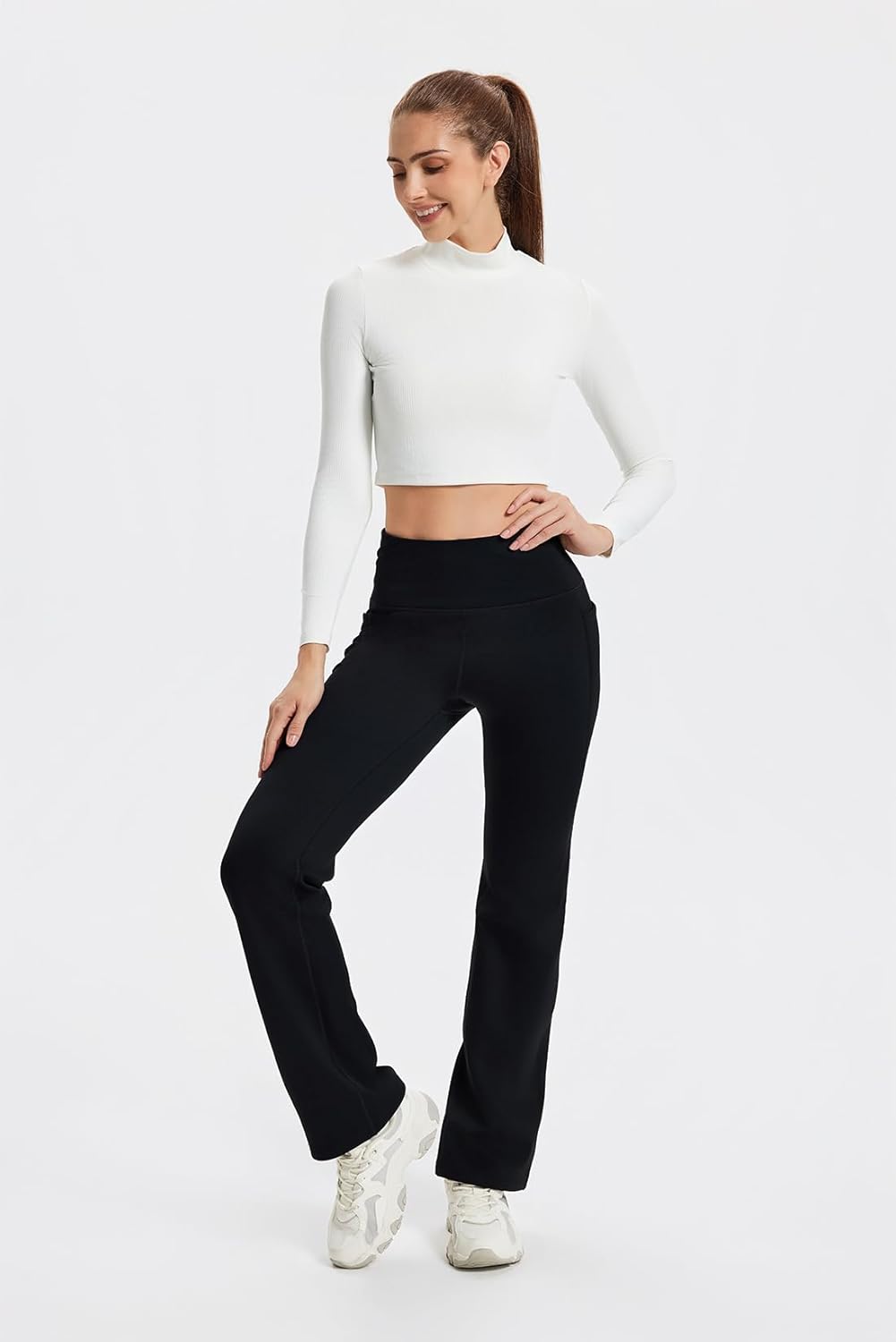 Yogipace Women's CozyWarmth High Rise Thick Fleece Lined Straight Leg Thermal Sweatpants with Side Pockets - Image 6