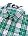 JOGAL Mens Plaid Button Down Shirts Mens Short Sleeve Western Shirts Two Pocket Regular Fit Mens Button Up Casual Shirts White Green Large