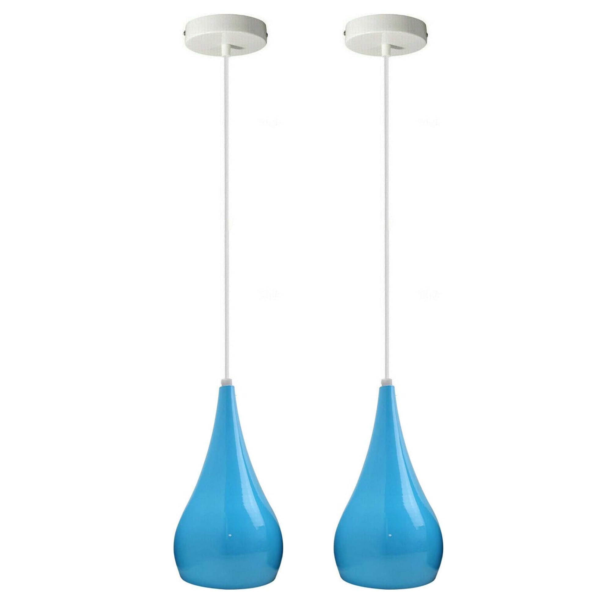 LEDSone Modern Industrial Teardrop Hanging Ceiling Light Red Pendant Lamp, Eyeball Design Modern Light Shades E27 UK Lamp Fixture (Blue 2PACK)