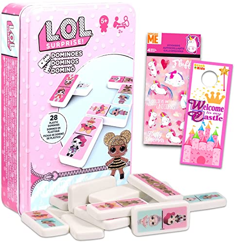 L O L Lol Dominoes Tin Game Set For Kids, Toddlers ~ 3 Pc Bundle With Lol Dolls Dominos Board Game, 300 Stickers, And Hanger Lol Dolls Birthday Party Games And Supplies, Lol Dominos, Lol Dominoes #TOP14