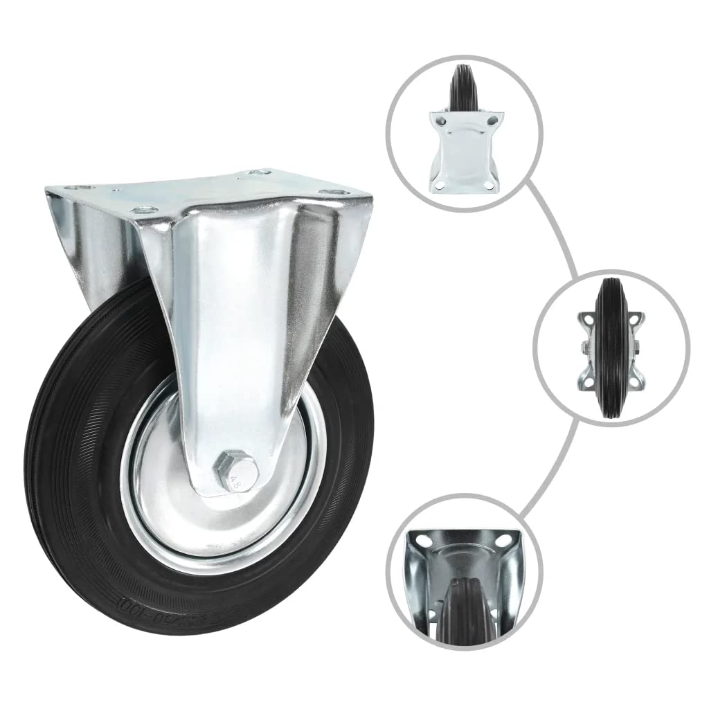 vidaXL 8x Bockrollen Transportrollen Möbelrollen Schwerlastrollen Laufrollen Rollen Möbelrolle Bockrolle Laufrolle Industrierolle 200mm Gummi Eisen