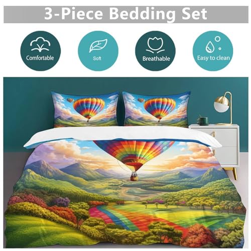 Housse de couette montgolfière anti-plis en microfibre 200x200
