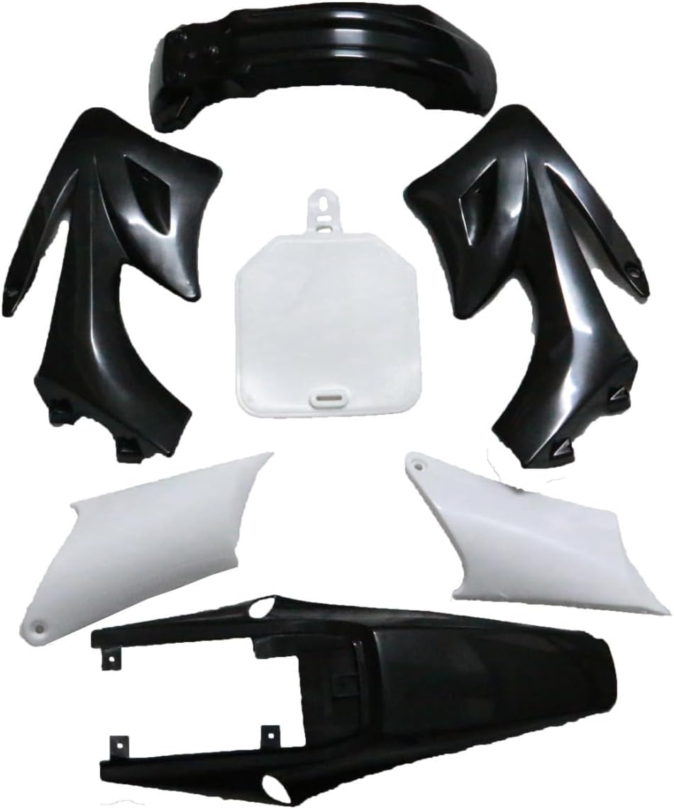 Motorcycle Full Fender Fairing Kit for Apollo 110cc 125cc 140cc 150cc 200cc 250cc Dirt Pit Bikes | Durable ABS Plastic Panels with Front, Rear Fender, Number Plate & More (Black)