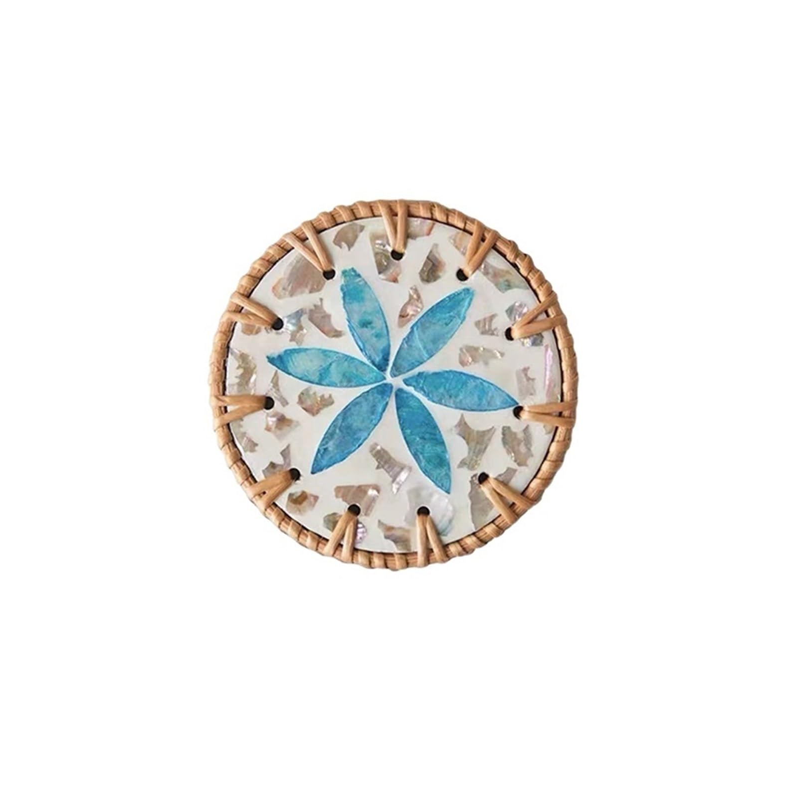 1pc Seashell Art Coaster Rattan Flower Pattern Table Coasters Artistic Placemat 10cm(Y)
