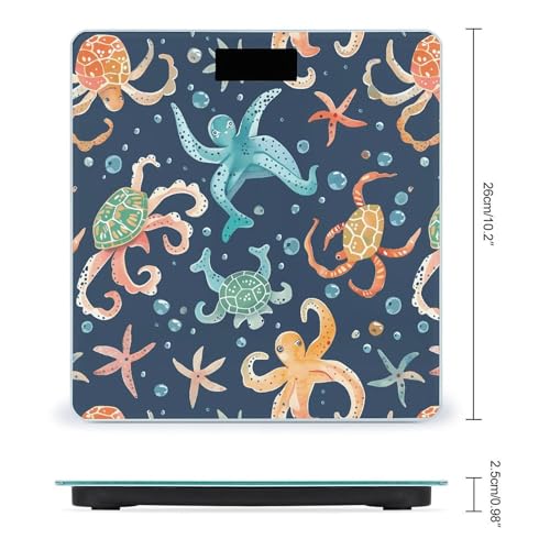 Báscula digital para baño patrón océano pulpo miniatura 2