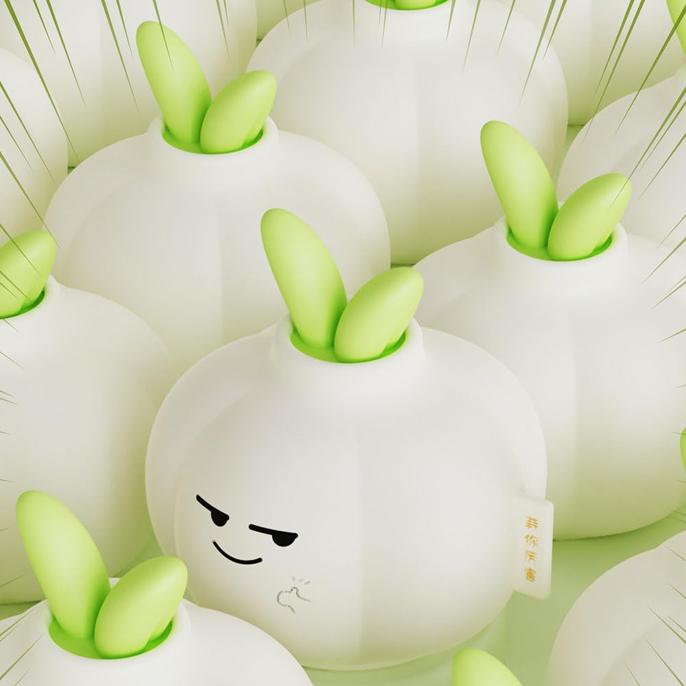 Luz Nocturna de Dibujos Animados de ajo de Silicona Suave - Lámpara de Noche con iluminación cálida para guardería, decoración de Escritorio