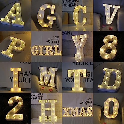 White Led Marquee Letter Lights, Diamond Blub Marquee Light Up Letters For Christmas Wedding Decorations, Lighted Letter Sign Night Light For Girls Bedroom Birthday Party Wall Decor-V #TOP7