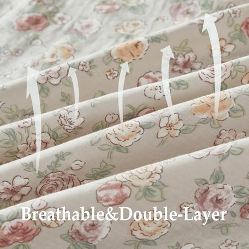 Image of FADFAY 100% Cotton Full Sheet Set - 4 Pieces Soft Floral Sheets - Breathable & Cooling - Easy Care Double Gauze Bedding, Pink