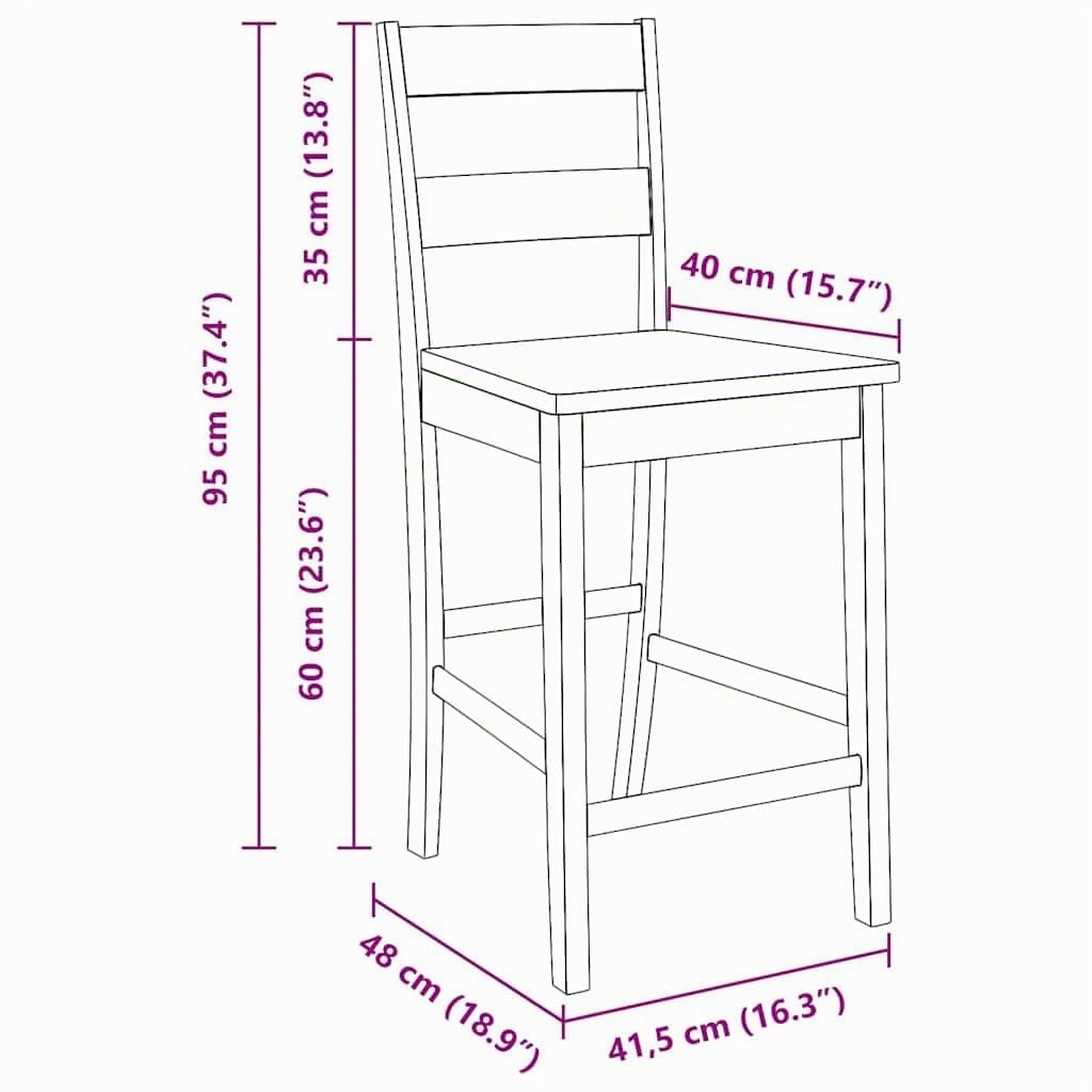 vidaXL Tabourets de Bar 2 pcs Naturel Bois Massif d'hévéa