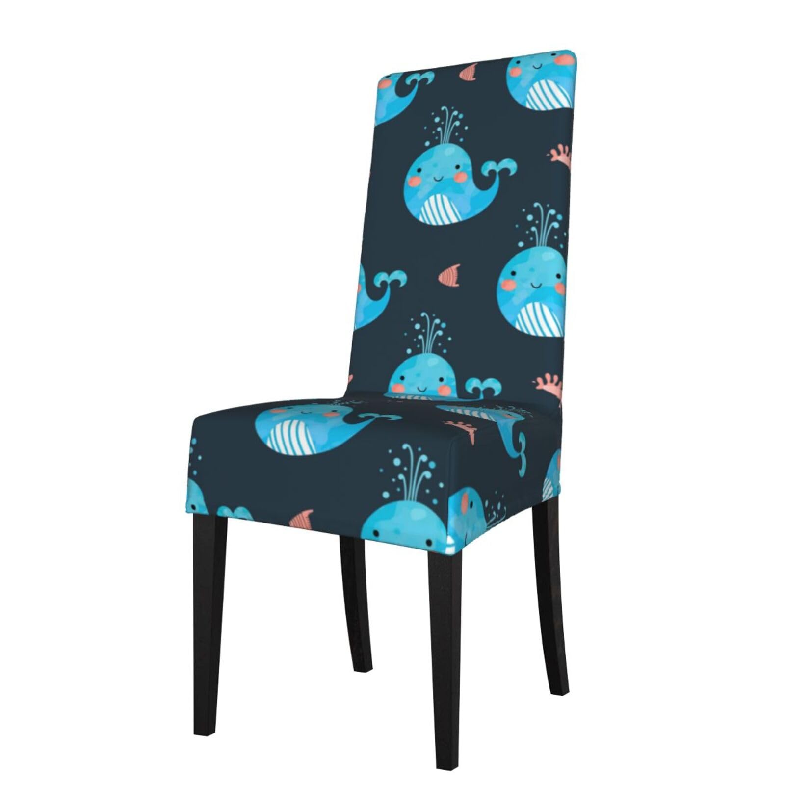 Lkymoh As Picture Cute Whales And Fishes, Chair Covers Stretch Chair Slipcovers For Dining Room, For Party Pet Protection Universal Fit Soft Polyester