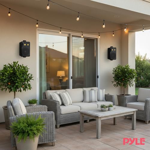 Image of Pyle 200W Waterproof Outdoor Speaker | 3.5 Inch 3-Way Marine Speaker with Bass Reflex Vent, Rust-Proof Mesh Grills | Boat Speakers for Deck for Poolside and Marine Use, | Black