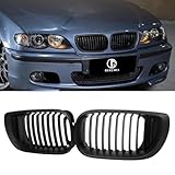 DEKEWEI E46 Grill, Black Kidney Grille Compatible with BMW 3 Series 2002-2005 E46 4-Door 320i 325i 325xi 330i 330xi Single Slat Matte Black Grill