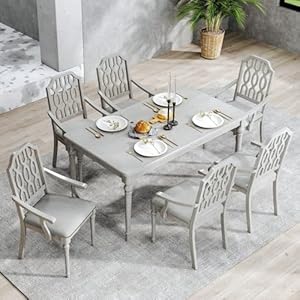 chairus Farmhouse Dining Chairs Set of 2, Upholstered Kitchen Armchairs with Lattice Carved Back, Rustic Chenille Padded Wooden Side Chairs for Dining Room Living Room Restaurant, Grey chairus Farmhouse Dining Chairs Set of 2 Upholstered Kitchen Armchairs with Lattice Carved Back Rustic Chenille Padded Wooden Side Chairs for Dining Room Living Room Restaurant Grey