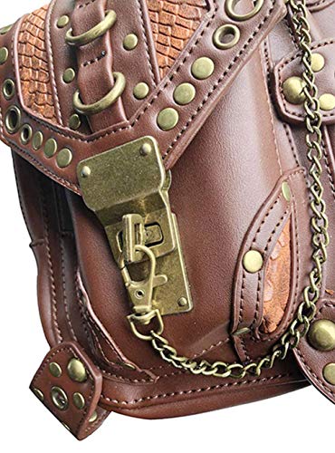 Prime Amazon Day Deals Sale Offers-Steam Punk Waist bag Leather Fanny Pack Shoulder Crossbody Bag Thigh Leg Hip Holster Purse Belt Pouch Chain Bags Hiking Packs Handbag Messenger Bags for Men Women steampunk buy now online
