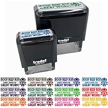 Boop Beep Bop Robot Speak for Great Work Teacher Student School Self-Inking Rubber Stamp Ink Stamper - 2-3/4 Inch Large - Fuchsia Ink