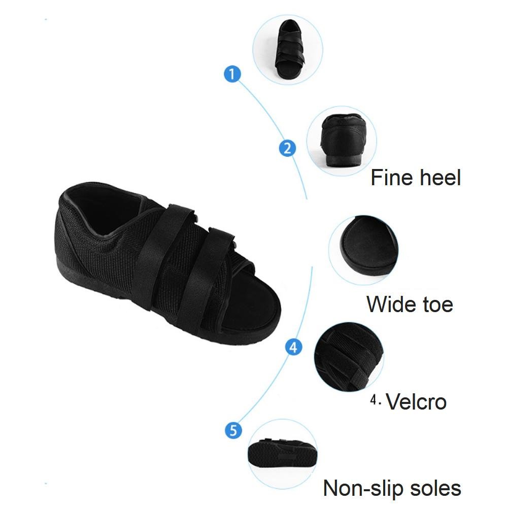TILEZE Zapatos de yeso para fractura de tobillo Zapatos fijos quirúrgicos con puntera en valgo para el cuidado de la salud (Negro L30 * W11CM)