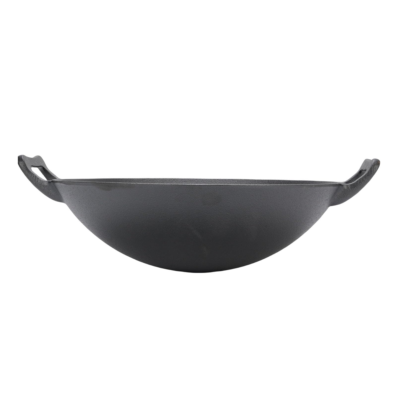 Aramox Wok żeliwny, Gruby Garnek do Smażenia z Podwójnym Uchem, Patelnia o Okrągłym Dnie 32 Cm do Gotowania Gazowego i Indukcyjnego