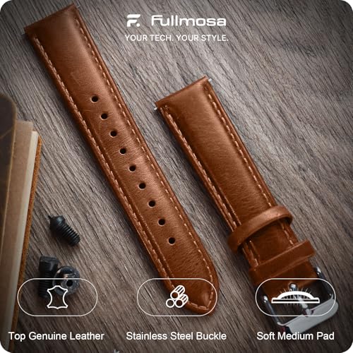 Image of Fullmosa Watch Band, Quick Release Leather Watch Strap Compatible with Samsung Galaxy Garmin for Men Women, Replacement Bands Width 12mm 14mm 16mm 18mm 19mm 20mm 21mm 22mm 24mm