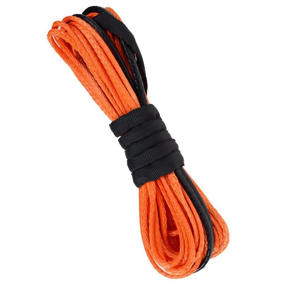 Lot de 2 cordes de treuil synthétiques de 6,35 mm x 15,2 m, résistantes aux UV pour VUTT, , treuil, camion, fournitures orange