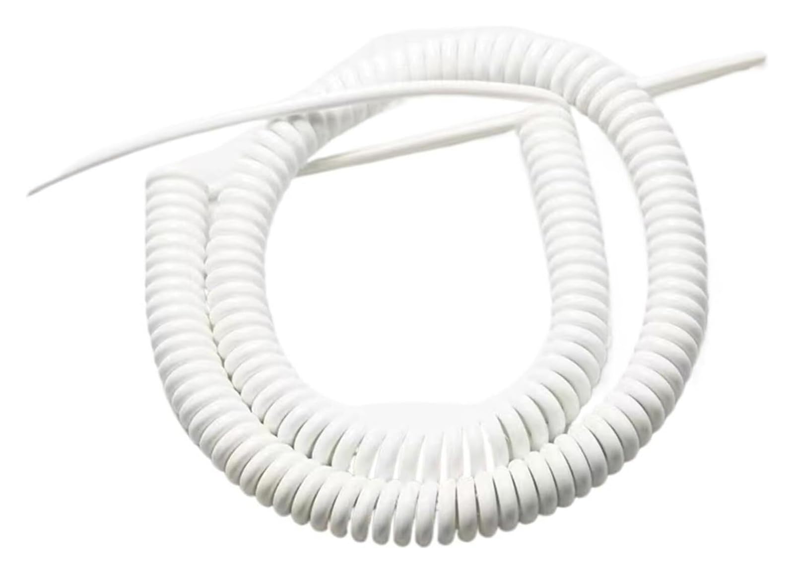 Cavo telefonico Cavo di Alimentazione Flessibile a Spirale, Cavo a Molla espandibile a 3 conduttori, Cavo a Spirale Bianco da 15 AWG, Cavo di Alimentazione Dritto, Lunghezza 5 Metri