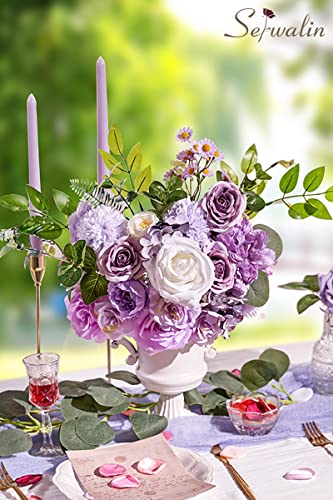 Serwalin Artificial Flowers Silk Flowers Wedding Cake Flowers Purple Fake Flowers For Diy Wedding Bouquets Centerpieces Arrangements Baby Shower Cake Home Decor #TOP3