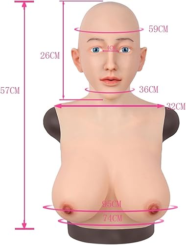 Miniatura 2 de Máscara falsa de silicona para mujer, hecha a mano, pecho de silicona artificial, adecuada para travestis, travestis, transgénero, disfraces