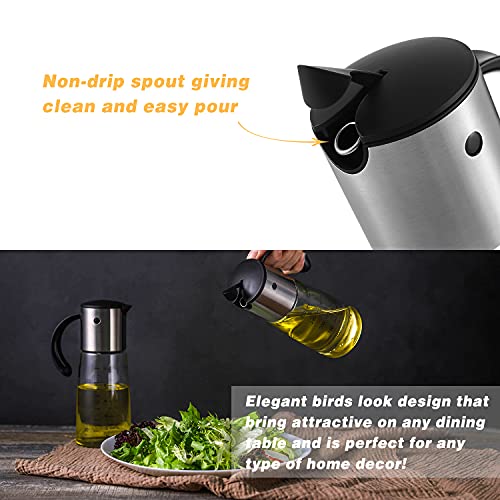 vevouk Essig und Öl-Flaschen Set Automatischer Klappe Auslaufsicher Tropffrei Essig- Öl-Spender Glasspender - Image 5