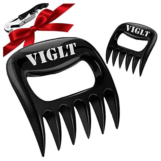 VIGLT Pulled Pork Claws Bear Claw Meat Shredder for BBQ, Meat Forks, Meat Claws for Shredding, Pulling, Turkey, Chicken, Brisket (Bear Paws Shredder Claws)