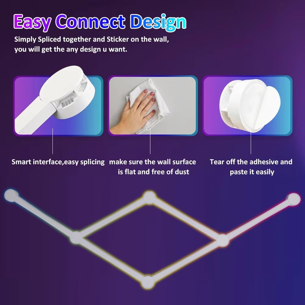 Luce da Parete Intelligente USB RGB LED Barre Luminose 16 Milioni di Colori Dimmerabili Sincronizzazione Musicale Barre Luminose DIY per La Casa