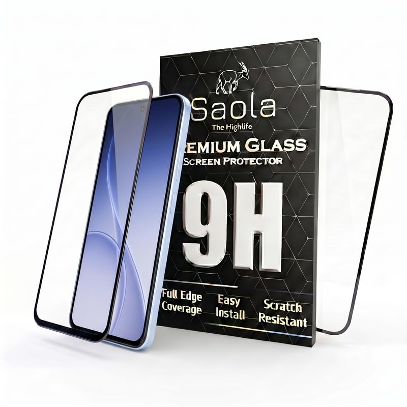 Image of Saola HD Clear Tempered Glass for Oppo Reno 15c 5g | High Strength 9H Protection, Smooth Touch, Full Coverage Screen Guard, 2-Step Installation Kit | Quick & Easy Application (Pack of 2)