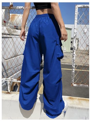 Verdusa Women's Drawstring Waist Cargo Pants Straight Leg Loose Parachute Joggers with Pockets2