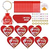 Augshy 24 juegos de pulseras para el día de la madre, kit de manualidades para mamá, pulsera de letras y corazón, colgantes para regalos del día de la madre, actividades en el aula, recuerdos de
