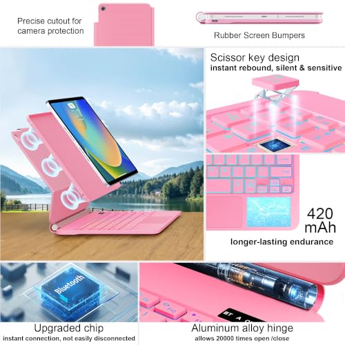 Image of for iPad 9th Generation Case with Keyboard,Magic Style Keyboard Case for iPad 9th /8th /7th Gen 10.2 inch - Floating Cantilever Magnetic Stand Multi-Touch Trackpad (Pink)
