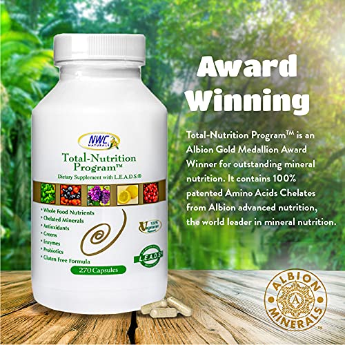 Total-Nutrition Program Multivitamin With Enzymes Plus Prebiotics And Probiotics Supplement, Complete Care For Men And Women, Vegetarian Natural Whole Food Vitamins, 270 Capsules By Nwc Naturals #TOP1